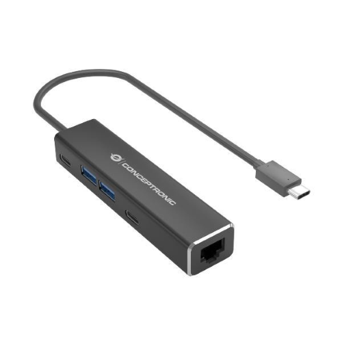 CONCEPTRONIC ABBY13B HUB IMPUT USB-C OUTPUT 2 x USB-A 2 x USB-C 1 x RJ-45 ADATTATORE DI RETE GIGABIT